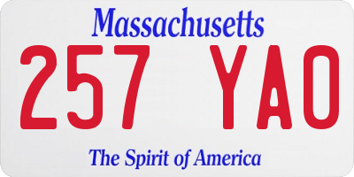 MA license plate 257YA0