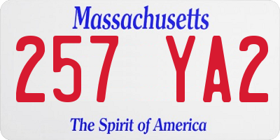 MA license plate 257YA2
