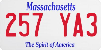 MA license plate 257YA3