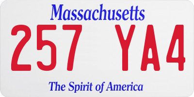 MA license plate 257YA4