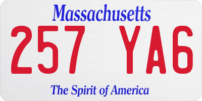 MA license plate 257YA6
