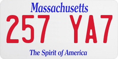 MA license plate 257YA7