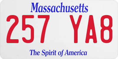 MA license plate 257YA8