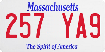 MA license plate 257YA9