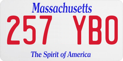 MA license plate 257YB0