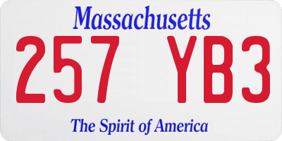 MA license plate 257YB3