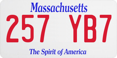 MA license plate 257YB7