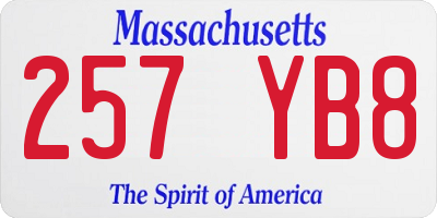 MA license plate 257YB8