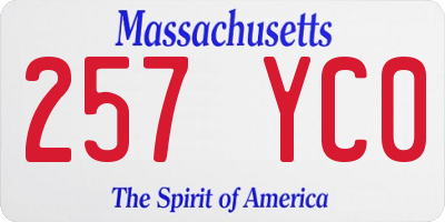 MA license plate 257YC0