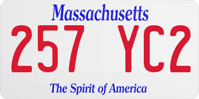 MA license plate 257YC2