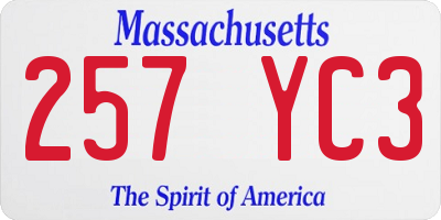 MA license plate 257YC3