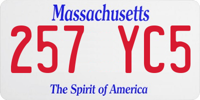 MA license plate 257YC5