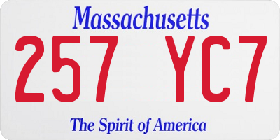 MA license plate 257YC7