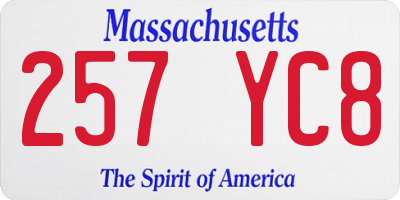 MA license plate 257YC8