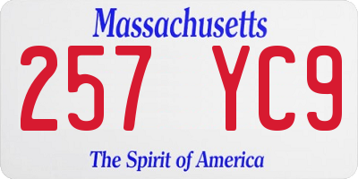 MA license plate 257YC9