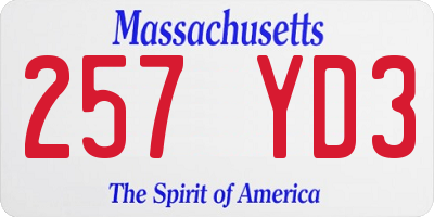 MA license plate 257YD3