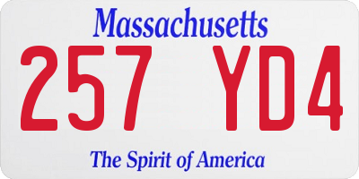 MA license plate 257YD4