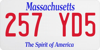 MA license plate 257YD5