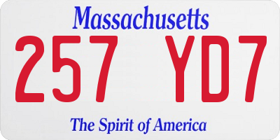 MA license plate 257YD7