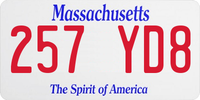 MA license plate 257YD8