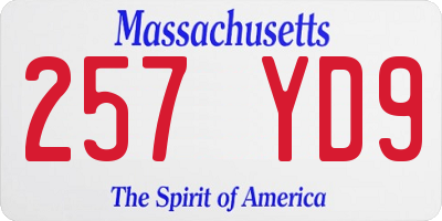 MA license plate 257YD9