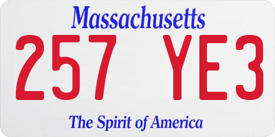 MA license plate 257YE3