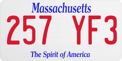 MA license plate 257YF3
