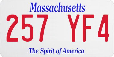 MA license plate 257YF4