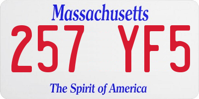 MA license plate 257YF5