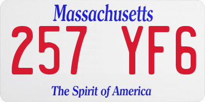 MA license plate 257YF6