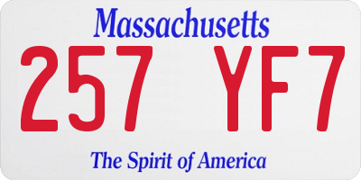 MA license plate 257YF7
