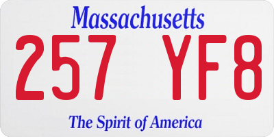 MA license plate 257YF8