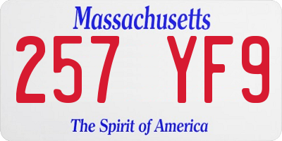 MA license plate 257YF9