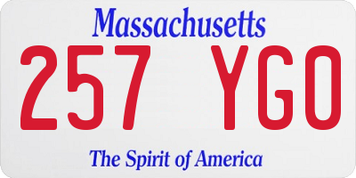 MA license plate 257YG0
