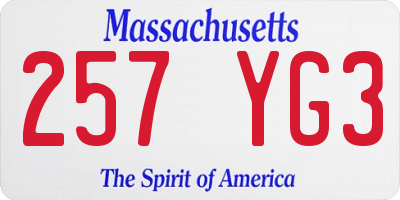 MA license plate 257YG3