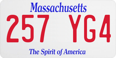 MA license plate 257YG4