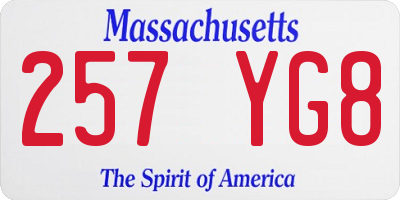 MA license plate 257YG8