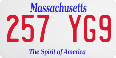 MA license plate 257YG9