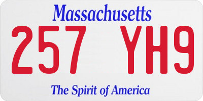 MA license plate 257YH9