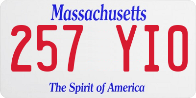 MA license plate 257YI0
