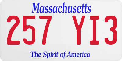 MA license plate 257YI3