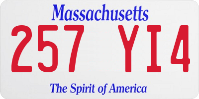 MA license plate 257YI4