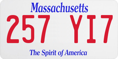 MA license plate 257YI7