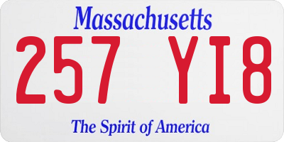 MA license plate 257YI8