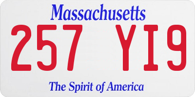 MA license plate 257YI9