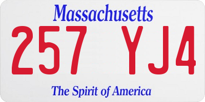 MA license plate 257YJ4