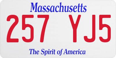 MA license plate 257YJ5