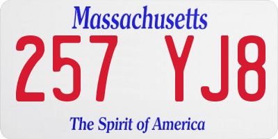 MA license plate 257YJ8