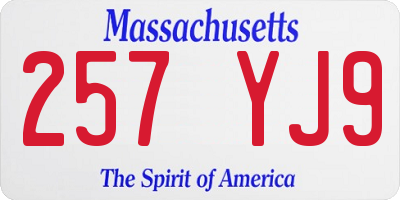 MA license plate 257YJ9