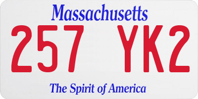 MA license plate 257YK2